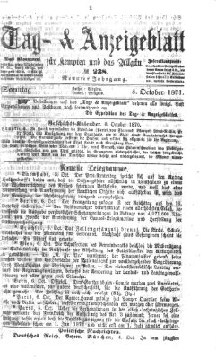 Tag- und Anzeigeblatt für Kempten und das Allgäu Sonntag 8. Oktober 1871