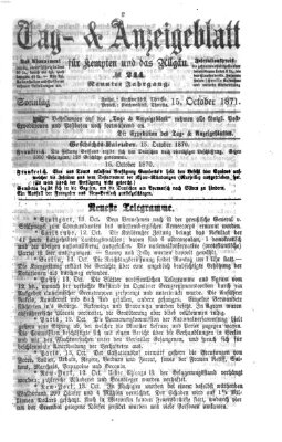 Tag- und Anzeigeblatt für Kempten und das Allgäu Sonntag 15. Oktober 1871