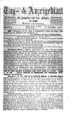 Tag- und Anzeigeblatt für Kempten und das Allgäu Samstag 21. Oktober 1871