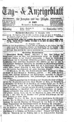 Tag- und Anzeigeblatt für Kempten und das Allgäu Sonntag 12. November 1871