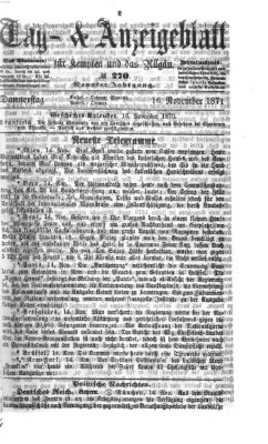 Tag- und Anzeigeblatt für Kempten und das Allgäu Donnerstag 16. November 1871