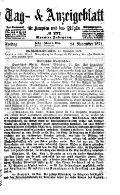 Tag- und Anzeigeblatt für Kempten und das Allgäu Freitag 24. November 1871