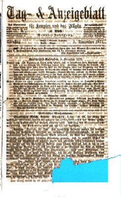 Tag- und Anzeigeblatt für Kempten und das Allgäu Dienstag 5. Dezember 1871