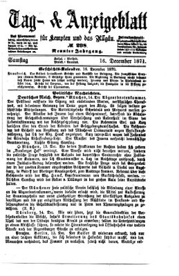 Tag- und Anzeigeblatt für Kempten und das Allgäu Samstag 16. Dezember 1871