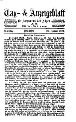 Tag- und Anzeigeblatt für Kempten und das Allgäu Sonntag 26. Januar 1873