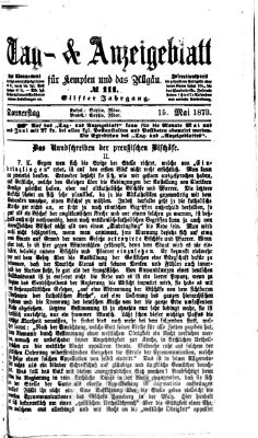 Tag- und Anzeigeblatt für Kempten und das Allgäu Donnerstag 15. Mai 1873