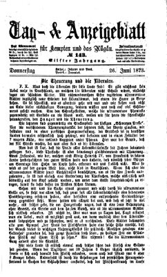 Tag- und Anzeigeblatt für Kempten und das Allgäu Donnerstag 26. Juni 1873