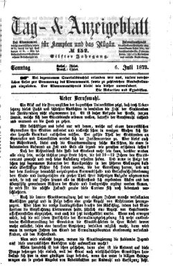 Tag- und Anzeigeblatt für Kempten und das Allgäu Sonntag 6. Juli 1873