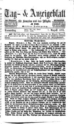 Tag- und Anzeigeblatt für Kempten und das Allgäu Donnerstag 7. August 1873