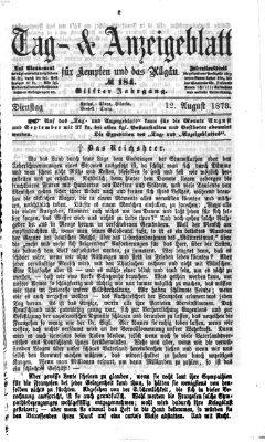 Tag- und Anzeigeblatt für Kempten und das Allgäu Dienstag 12. August 1873