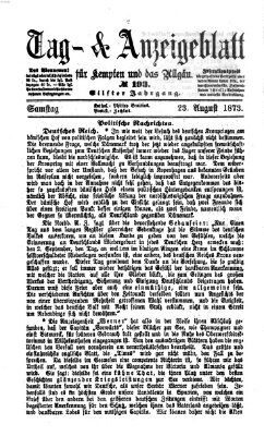 Tag- und Anzeigeblatt für Kempten und das Allgäu Samstag 23. August 1873