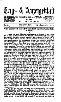 Tag- und Anzeigeblatt für Kempten und das Allgäu Freitag 19. September 1873