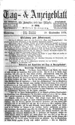 Tag- und Anzeigeblatt für Kempten und das Allgäu Sonntag 28. September 1873