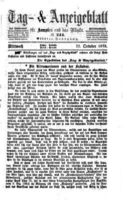 Tag- und Anzeigeblatt für Kempten und das Allgäu Mittwoch 22. Oktober 1873