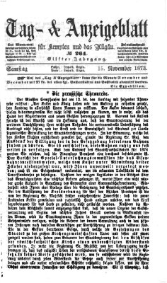 Tag- und Anzeigeblatt für Kempten und das Allgäu Samstag 15. November 1873