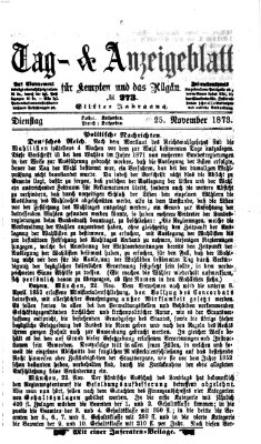 Tag- und Anzeigeblatt für Kempten und das Allgäu Dienstag 25. November 1873