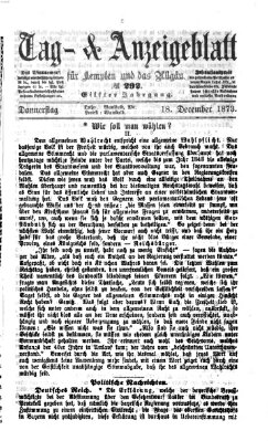 Tag- und Anzeigeblatt für Kempten und das Allgäu Donnerstag 18. Dezember 1873