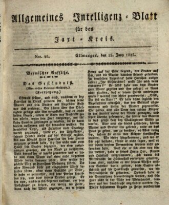 Allgemeines Intelligenz-Blatt für den Jaxt-Kreis (Allgemeines Amts- und Intelligenz-Blatt für den Jaxt-Kreis) Mittwoch 15. Juni 1825
