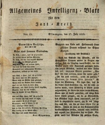 Allgemeines Intelligenz-Blatt für den Jaxt-Kreis (Allgemeines Amts- und Intelligenz-Blatt für den Jaxt-Kreis) Mittwoch 27. Juli 1825