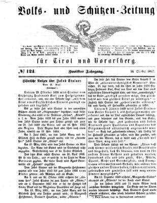 Volks- und Schützenzeitung Freitag 16. Oktober 1857