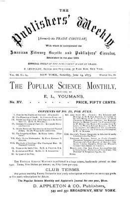 Publishers' weekly Samstag 14. Juni 1873