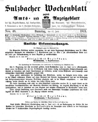 Sulzbacher Wochenblatt Samstag 17. Juni 1871