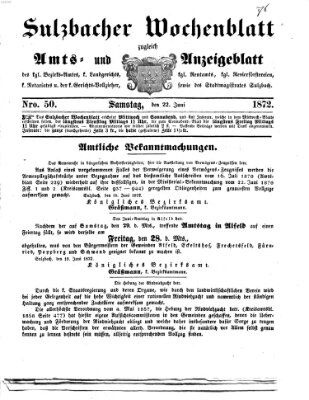 Sulzbacher Wochenblatt Samstag 22. Juni 1872