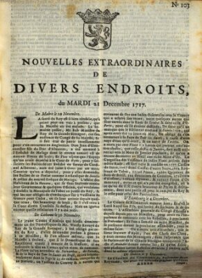 Nouvelles extraordinaires de divers endroits Dienstag 21. Dezember 1717