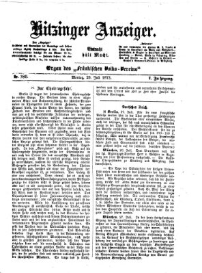 Kitzinger Anzeiger Montag 29. Juli 1872