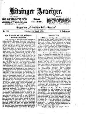Kitzinger Anzeiger Dienstag 20. August 1872