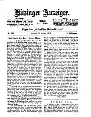 Kitzinger Anzeiger Mittwoch 30. Oktober 1872