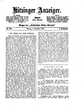Kitzinger Anzeiger Montag 4. November 1872