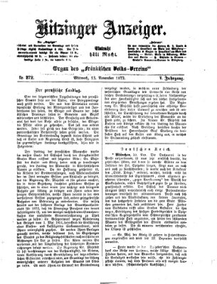 Kitzinger Anzeiger Mittwoch 13. November 1872