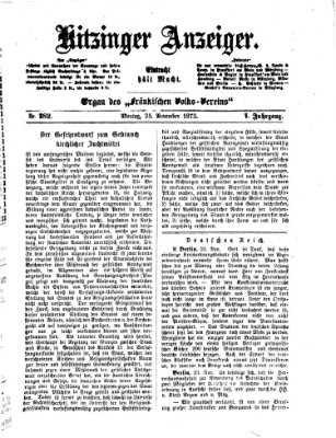 Kitzinger Anzeiger Montag 25. November 1872