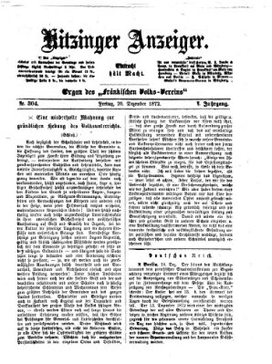 Kitzinger Anzeiger Freitag 20. Dezember 1872