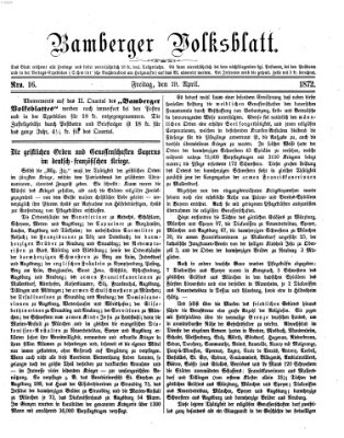 Bamberger Volksblatt Freitag 19. April 1872