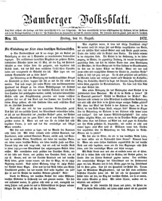 Bamberger Volksblatt Freitag 16. August 1872