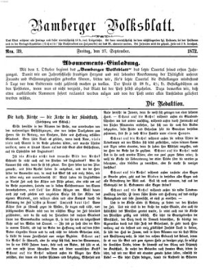 Bamberger Volksblatt Freitag 27. September 1872