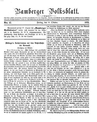 Bamberger Volksblatt Freitag 18. Oktober 1872