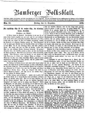 Bamberger Volksblatt Freitag 13. Dezember 1872
