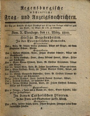 Regensburgische wöchentliche Frag- und Anzeigsnachrichten (Regensburger Wochenblatt)
