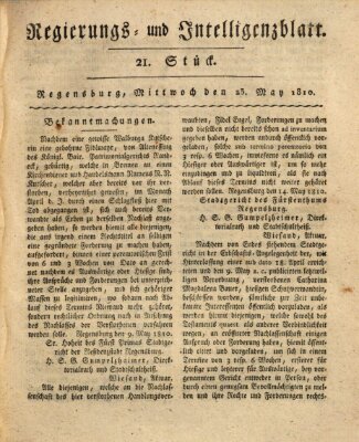 Regierungs- und Intelligenzblatt (Regensburger Wochenblatt) Mittwoch 23. Mai 1810