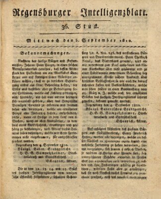 Regensburger Intelligenzblatt (Regensburger Wochenblatt) Mittwoch 5. September 1810