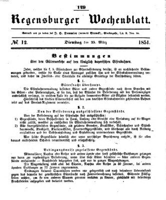 Regensburger Wochenblatt Dienstag 25. März 1851