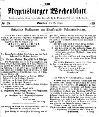 Regensburger Wochenblatt Dienstag 31. August 1858