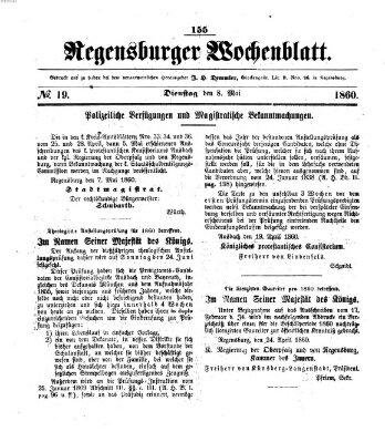 Regensburger Wochenblatt Dienstag 8. Mai 1860