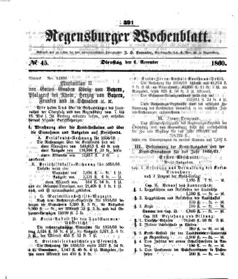 Regensburger Wochenblatt Dienstag 6. November 1860