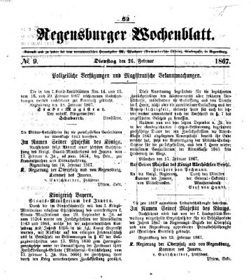 Regensburger Wochenblatt Dienstag 26. Februar 1867