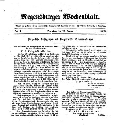Regensburger Wochenblatt Dienstag 26. Januar 1869