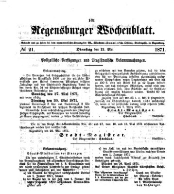 Regensburger Wochenblatt Dienstag 23. Mai 1871